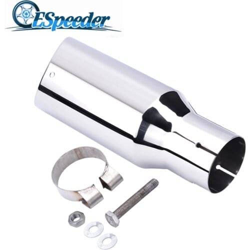 ESPEEDER 63mm Universal Silver Car Muffler Exhaust System Stainless Steel Polished Silencer Exhaust Tip Muffler Pipe