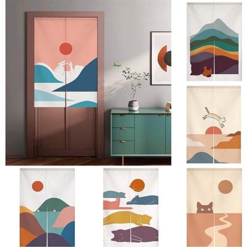 Japanese Fabric Curtain Kitchen Shelter Curtain Toilet Half Panel Curtain No Punching Home Decoration Door Curtain