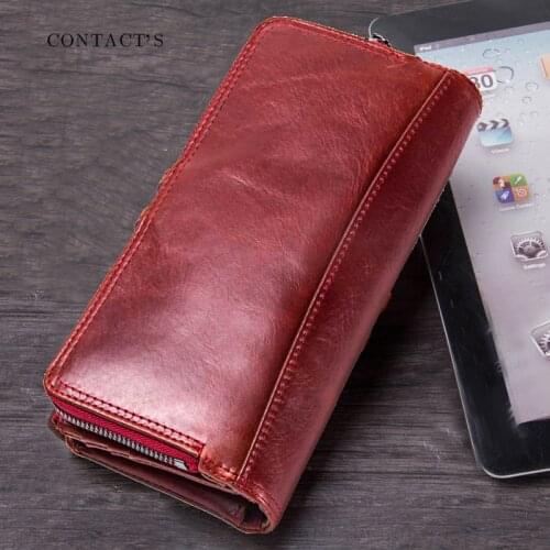 Womens Genuine Leather Handbag Three-Layer Long Wallet Credit Card Holder Large Capacity Key Coin Purse Mobile Phone Bag