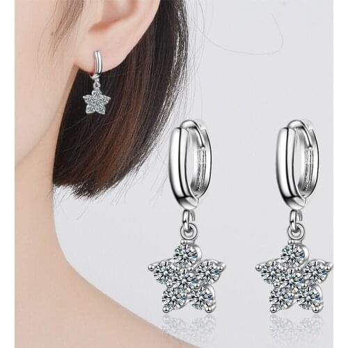 Womens Fashion Cute Romantic Star Pendant Drop Earrings Plum Blossom Flower Zircon Stone Tassel Earring Piercing Jewelry Gifts