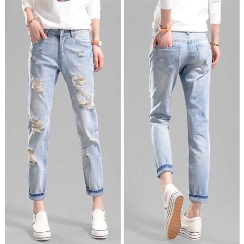 Donsignet New Fashion Jeans Feminino Damage Jeans for Woman Loose Casual Jeans Harem Pants Ripped Jeans Women Jeans