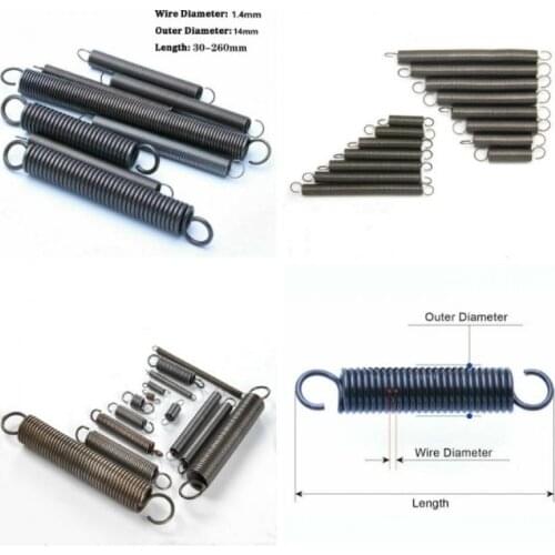 1 pcs Durable Quenched Black 65Mn Steel Tension Double Loop Diameter 14mm Wire Diameter 1.4mm Length 30-260mm