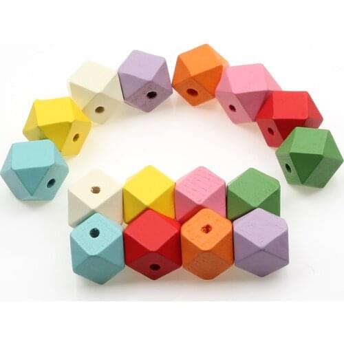 10pcs 16mm Multicolor Natural Geometry Wooden Beads Faceted Octagon Wood Loose Spacer Beads For Jewelry Making Diy Accessories