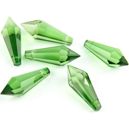 10pcs/Lot 38mm Crystal Grass Green Chandelier Pendants/ Crystal U-Drop Pendants ,Crystal Chandelier Parts