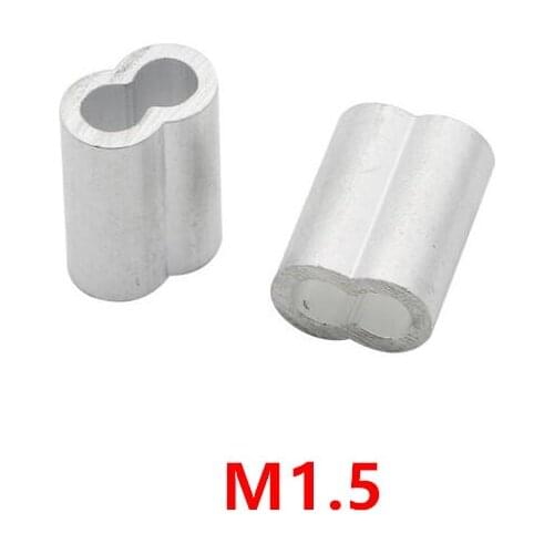 1000pcs M1.5 Aluminum Furrules Crimping Sleeve 1.5mm Double-hole 8 Shape Oval Clip Wire Rope Clamp Fastener Rigging Hardware