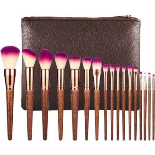17 Pcs Makeup Brush Suits Contour Powder Eyeshadow Highlight Concealer Eyebrow Lips Eyeliner Wooden Handle Make Up Tool Sets
