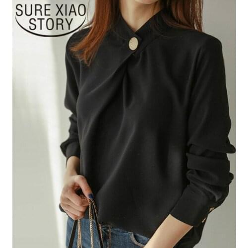 Blusas Mujer De Moda New Vintage Chiffon Sweater Autumn OLstyle Women Blouse Shirt Long Sleeves Stand Collar Loose Blusa 1478 45