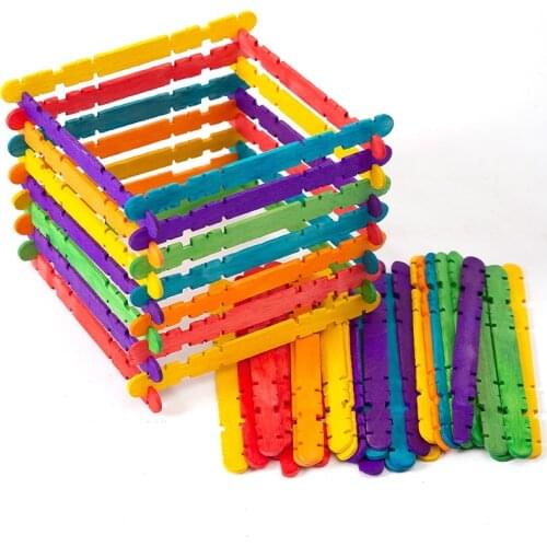 50Pcs Colorful Hand Crafts Art Wooden Stick Popsicle Ice Cream Sticks DIY Play House Toys Creative Educational Toys for Kids