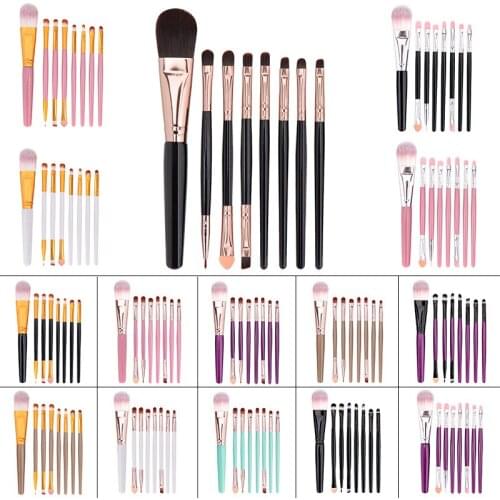 8Pcs Makeup Brushes Set Eye Shadow Foundation Powder Eyeliner Eyelash Lip Make Up Brush Beauty Kit blending brush Wool Fiber