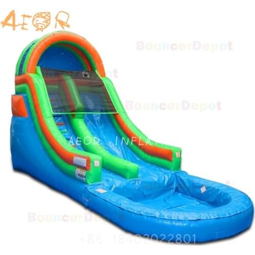 AEOR Cheap Amusement Inflatable Bouncy Water Slide With Pool For Children Playground Inflatable Water Slide