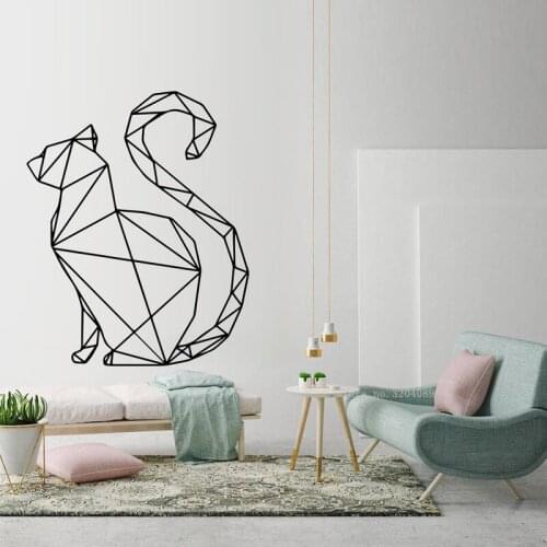 Cat Geometric Wall Sticker Animals Outlines Decals Animals Outlines Kids girl Room Removable Window posters nursery Mural DG439