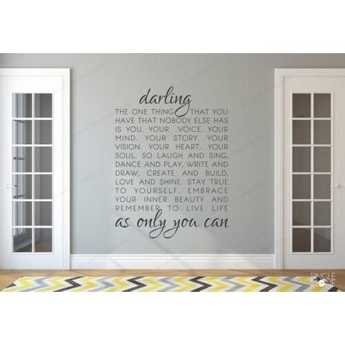 Darling Quote by Neil Gaiman Wall Decal home Vinyl Wall sticker Words bedroom wall Decor removable art mural HJ579