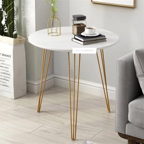 H70 Small Round lron Tea Table Simple Modern Creative Sofa Side Table Living Room Balcony Small Storage Coffee Negotiation Table