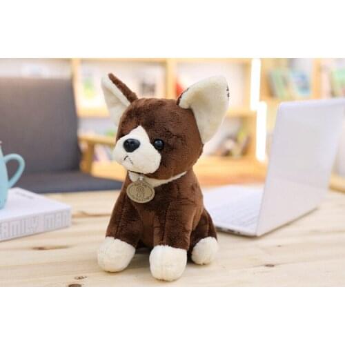 New plush brown dog toy stuffed sitting chihuahua dog doll gift about 25cm 2960