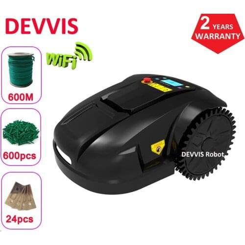 Pre-Programmed Robotic Lawn Mower with Rain Sensor and Safety Shut-Off with 200m wire+200pcs pegs+15pcs blades