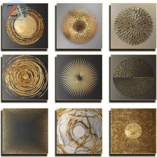 Modern Abstract Golden Luxury Retro Poster Art Wall Minimalism Nordic Canvas Painting Printing Home Room Decor Picture Ornaments