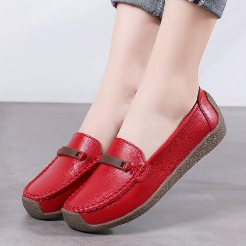 Leather Soft Sole Comfortable Maternity Shoes Spring All-match Peas Womens Vulcanized Shoes A Pedal Flat Female Casual Shoes