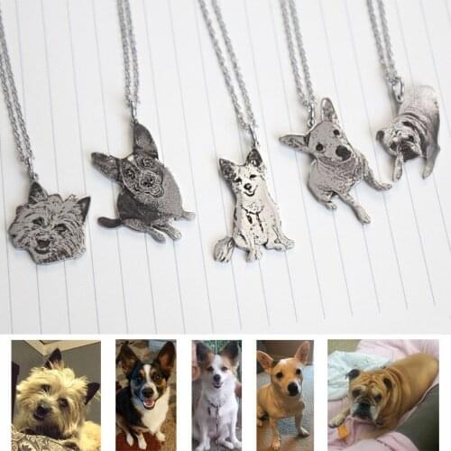 Personalized Custom Animal Photo Necklace for Men Women Stainless Steel Custom Name Pendant Necklaces Jewelry Birthday Gift