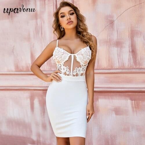 Free Shipping 2021 Womens Sexy Halter Lace Bandage Dress Sleeveless Hollow Bodycon Halter Dress Celebrity Club Party Vestidos