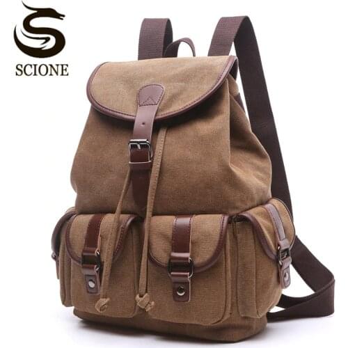 Scione Vintage Women Men Canvas Backpacks Multifunctional Casual Travel Shoulder Bag Man Laptop Rucksack School Mochila Feminina