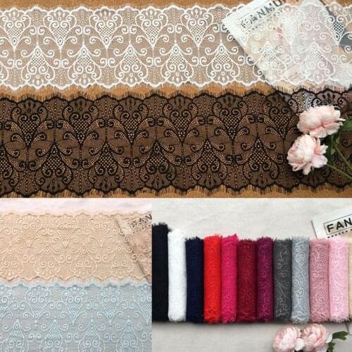 3 yard/pcs 20cm Width Colors Eyelashes Lace Trim Fabric Flower DIY Crafts Wedding Dress Clothing Bra Lace Material Handmade