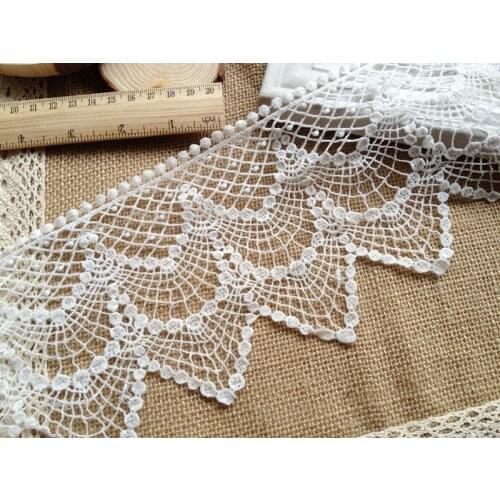 5 Yards New Arrival Retro Style Embroidery White Cotton Crochet Lace Trim, Curtain Lace Trim