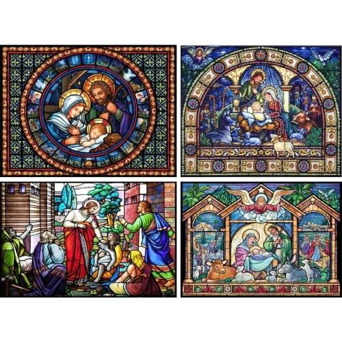 RUBOS DIY Diamond Mosaic Nativity Of Jesus Family Icon Religion Diamond Embroidery Painting 5D Big Bead Pearl Crystal Craft Sale