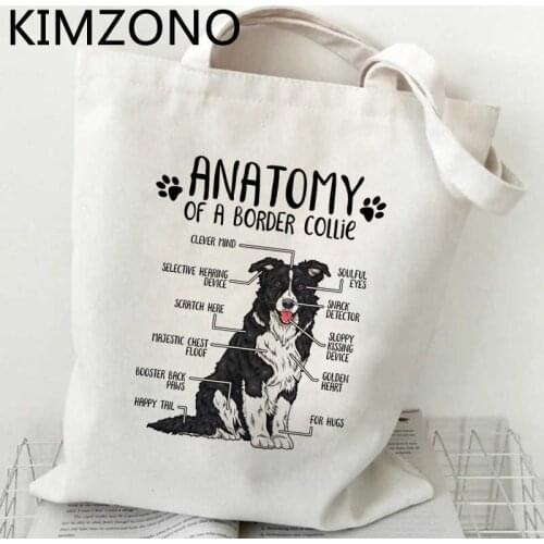 Border Collie shopping bag shopper eco cotton jute bag bolsas de tela bag tote sacola sac cabas shoping cabas