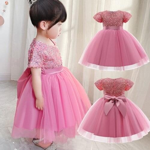 Kid Girls Princess Dress for Pageant Prom Ball Bow Gown Wedding Evening Elegant Vestidos 3-8Y Children Birthday Party Clothing