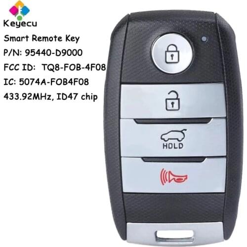 KEYECU Keyless-Go Smart Remote Control Car Key With FSK 433.92MHz ID47 Chip - FOB for Kia Sportage 2016 2017 2018 95440-D9000