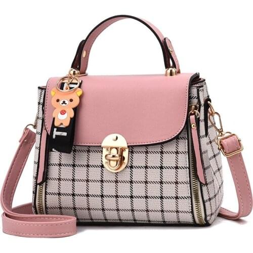 Korean Fashion Plaid Womens Bag Shoulder Bag Diagonal Package Crossbody Bag Baogesmall 20X11X15cm