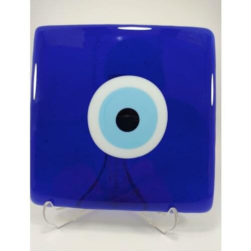 Square Evil Eye 15*15 cm Glass Bead Pendant Charm Turkish Handmade Amulet Talisman Boho Home Decor Made in Turkey
