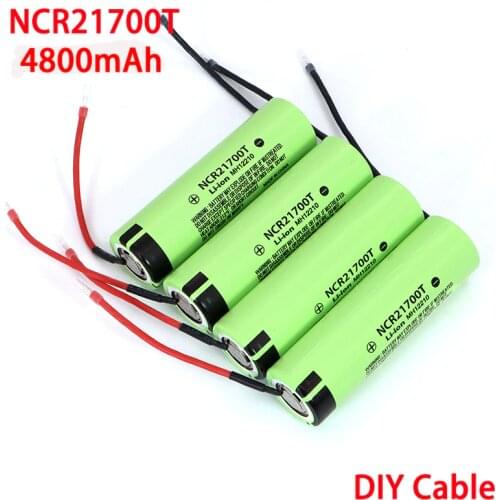 3.7V NCR21700T 4800mAh li-lon battery 21700 15A 5C Rate Discharge ternary lithium batteries DIY Welding Cable