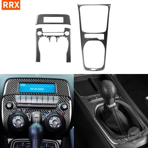 For Chevrolet Camaro 2010-2011 Black Color Carbon Fiber Stickers FM Air Conditioning Panel Shift Frame Interiors Car Accessories