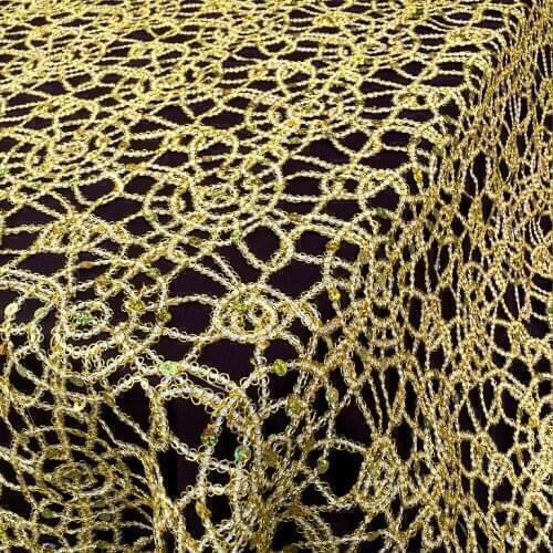 The new folk style fashion lace cloth of gold and silver wire rope Sezhu Sequin embroidery DIY tablecloth