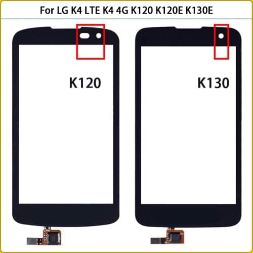 New 4.5'' TouchScreen For LG K4 LTE K4 4G K120 K120E K130 K130E Touch Screen Panel Digitizer Sensor Outer Glass Lens Black