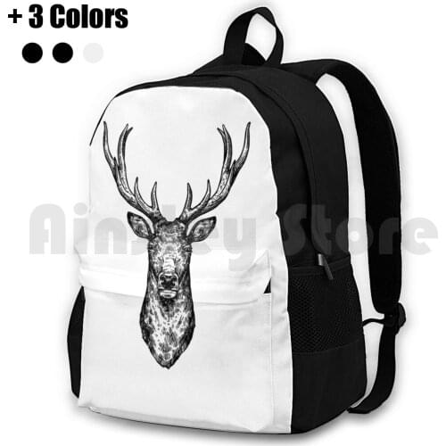 Stag Head On White Background Outdoor Hiking Backpack Waterproof Camping Travel Stag Head Transparent White Background Animals