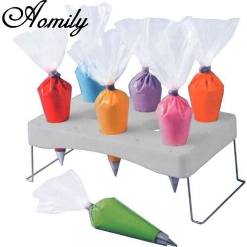 Aomily Plastic Decorating Bag Holder Cake Dessert Decorators Stand White Dessert Display Stand Party Decoration Cake Tool
