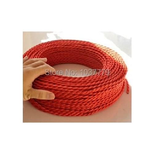 100meters in one roll uncut red color Braided textile fabric wire pendant lamp fabric cable