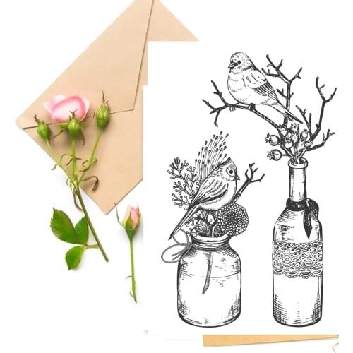 Bottle / Bird Transparent Clear Stamps For DIY Scrapbooking Card Making Stamps Fun Decoration Supplies