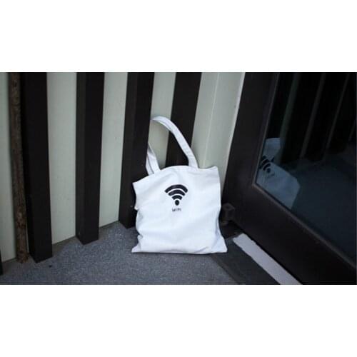 WIFI Patterm Zipper Tote Shoulder Bag Unisex Casual Gift wifi harajuku Canvas Fashin Shopping Bags Travel bag