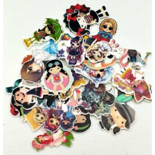 Assorted High quality Cartoon Girl Character Flat Back Plastic planar resin for diy decoration crafts accessories 100pcs/mixed