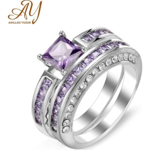 Party Alloy Vintage Jewelry Stylish Girl Gifts Women Ring Artificial Gem Charms Multi Colour Elegant Crystal Zircon Size 6-10