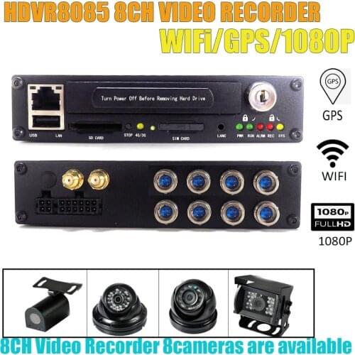 HDVR8085 8CH 1080P vehicle video recorder system kit Mobile DVR kit with 1080P FHD camera GPS/WIFI smart for Car video monitor