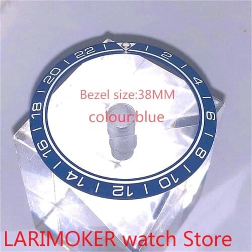 BLIGER brand new high-quality 38mm blue rotating glass bezel, suitable for 40mm mens watch with automatic winding