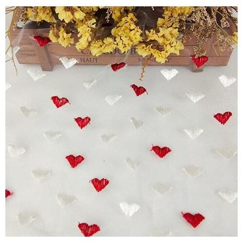 Explosive style cute wind gauze skirt colorful love peach embroidery mesh exquisite childrens clothing polyester fabric