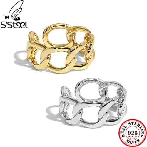 SSTEEL Minimalist Adjustable Rings For Women 925 Sterling Silver Designer Trendy Geometric Ring Accessories For Jewelry Gift