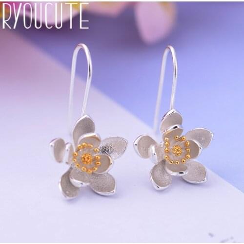 Vintage Handmade Silver Color Large Gold Color Flower Earrings For Women Wedding Party Charm Jewelry Brincos 2019