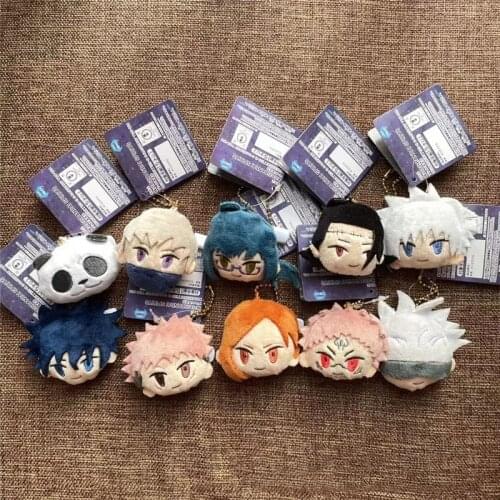 1 Pcs Cute Japan Anime Jujutsu Kaisen Head Plush Pendant Keychains Cosplay Badge Itadori Yuji Gojo Satoru Brooch Pin Plush Toys