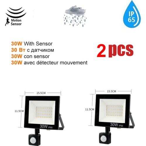 2 pcs 220V 10-100W LED FloodLight Spotlight Exterior Street wall reflector LED light PIR Motion Sensor Waterproof lamp Waterproo